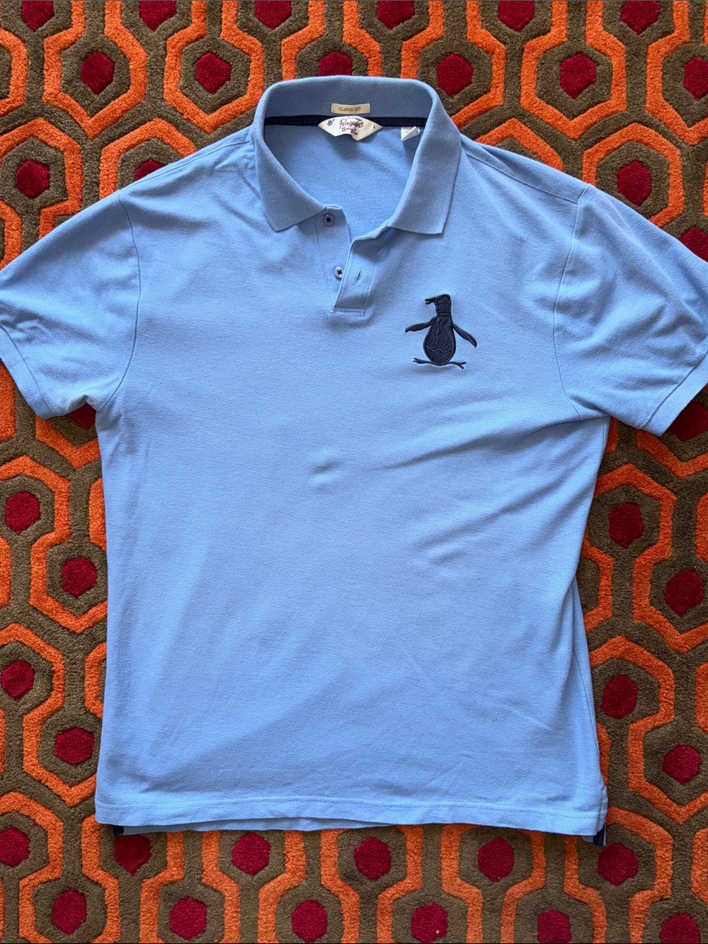 MAKE OFFER! Original Penguin Sky Blue Polo with Navy Penguin Logo Men's LARGE